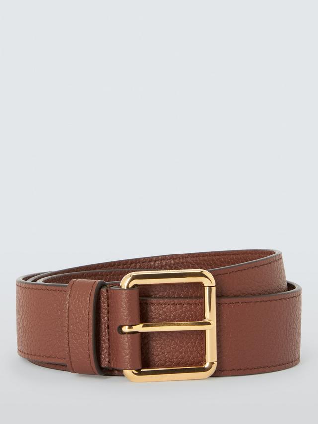 Mulberry Unisex Stylish Brass Bovine Leather Belt With Buckle - Oak - Medium
