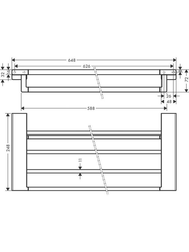 Hansgrohe AddStoris Wall-Mounted Towel Rack H7.2 x W64.8 x D24.8cm - Chrome