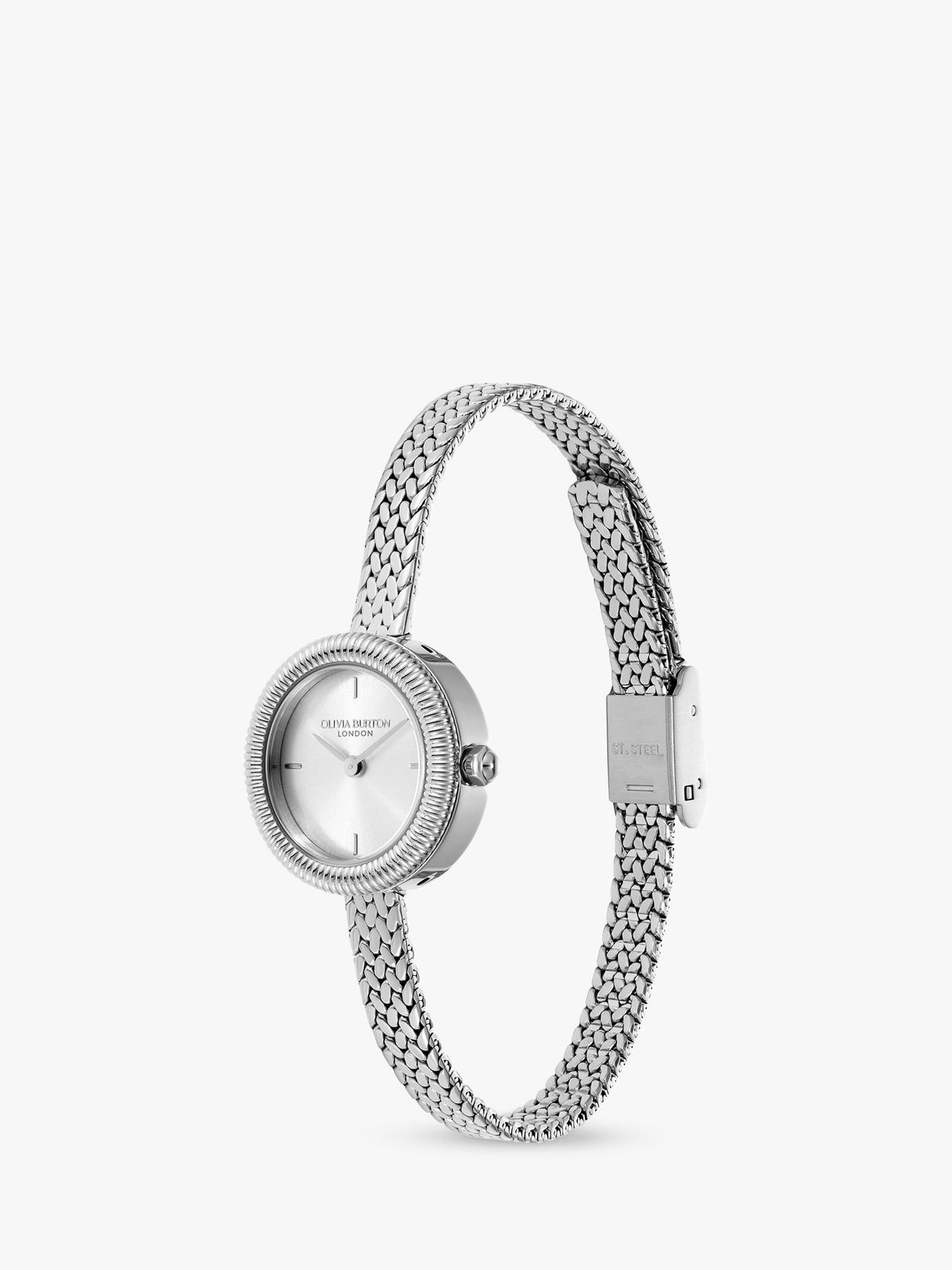 Olivia Burton 24000278 Womens Mesh Analogue Bracelet Wristwatch 20mm Silver