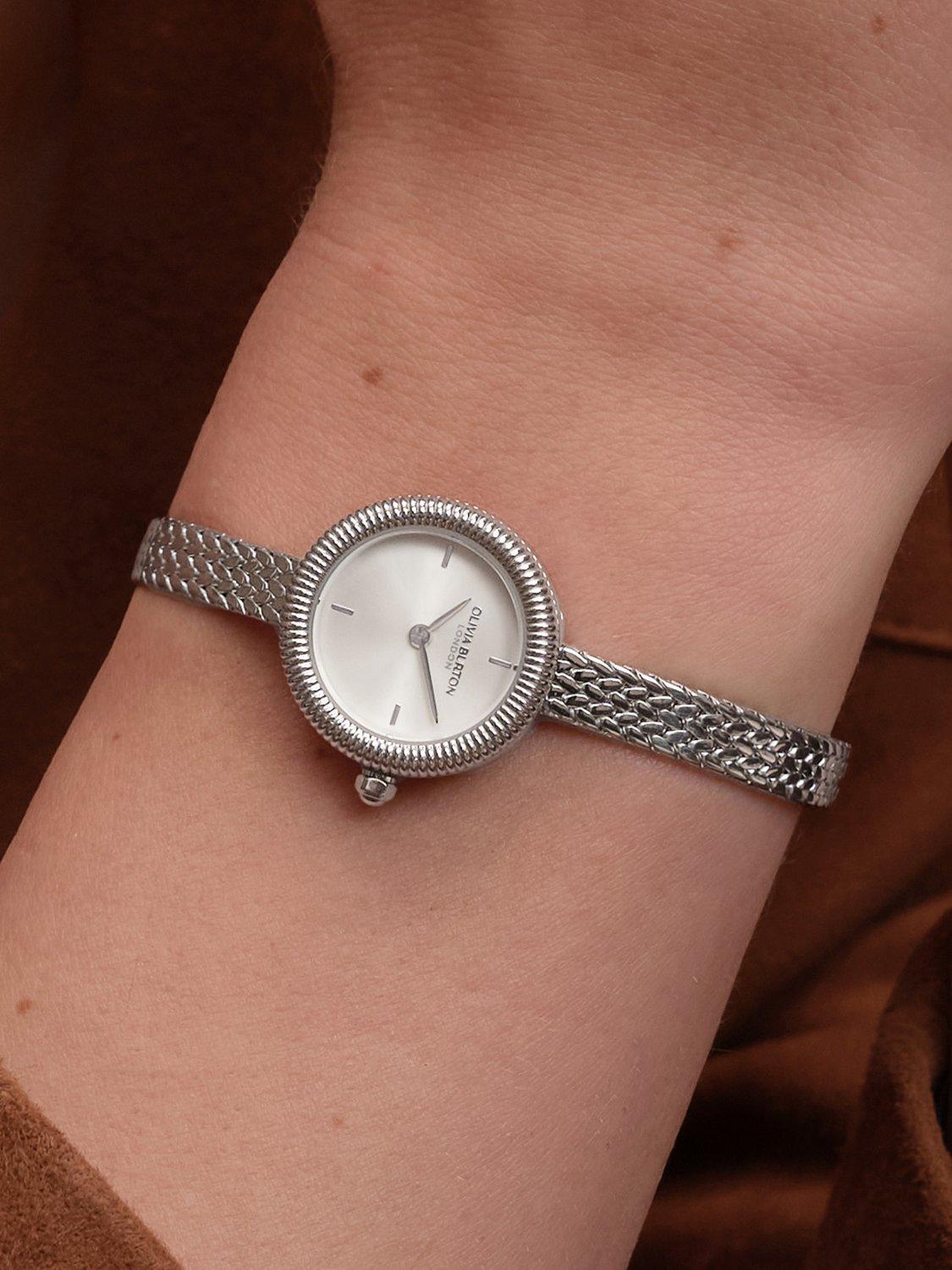 Olivia Burton 24000278 Womens Mesh Analogue Bracelet Wristwatch 20mm Silver