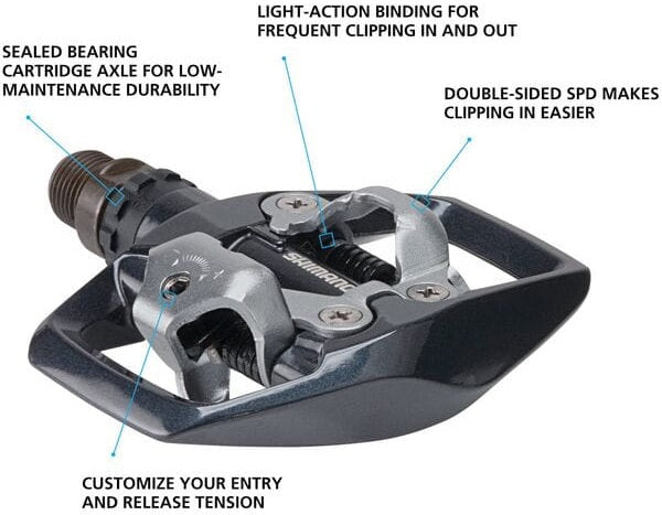 Shimano PD-ED500 Light Action Two-Sided SPD Clipless MTB Pedals Black/Silver