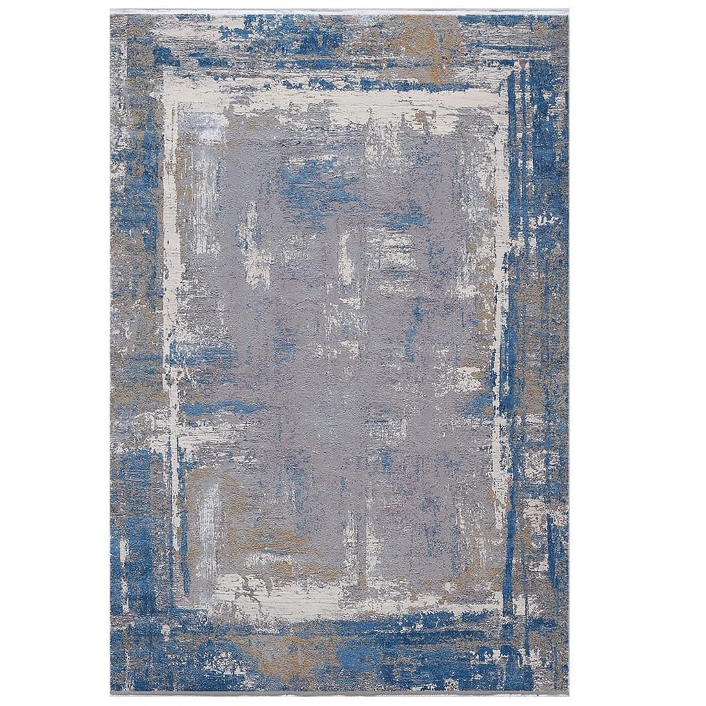 Urban Tranquility Shadow Abstract Modern Border Rug 180 x 120cm - Blue/Grey