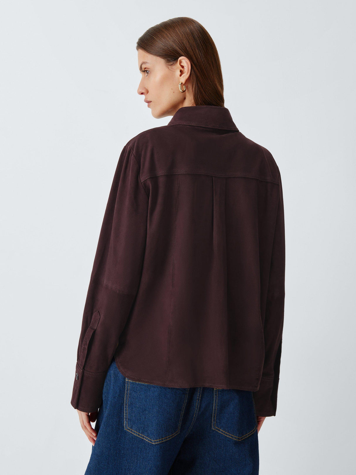 Marella Pogeo Plain Buttoned Regular Fit Pure Leather Jacket Burgundy UK 16