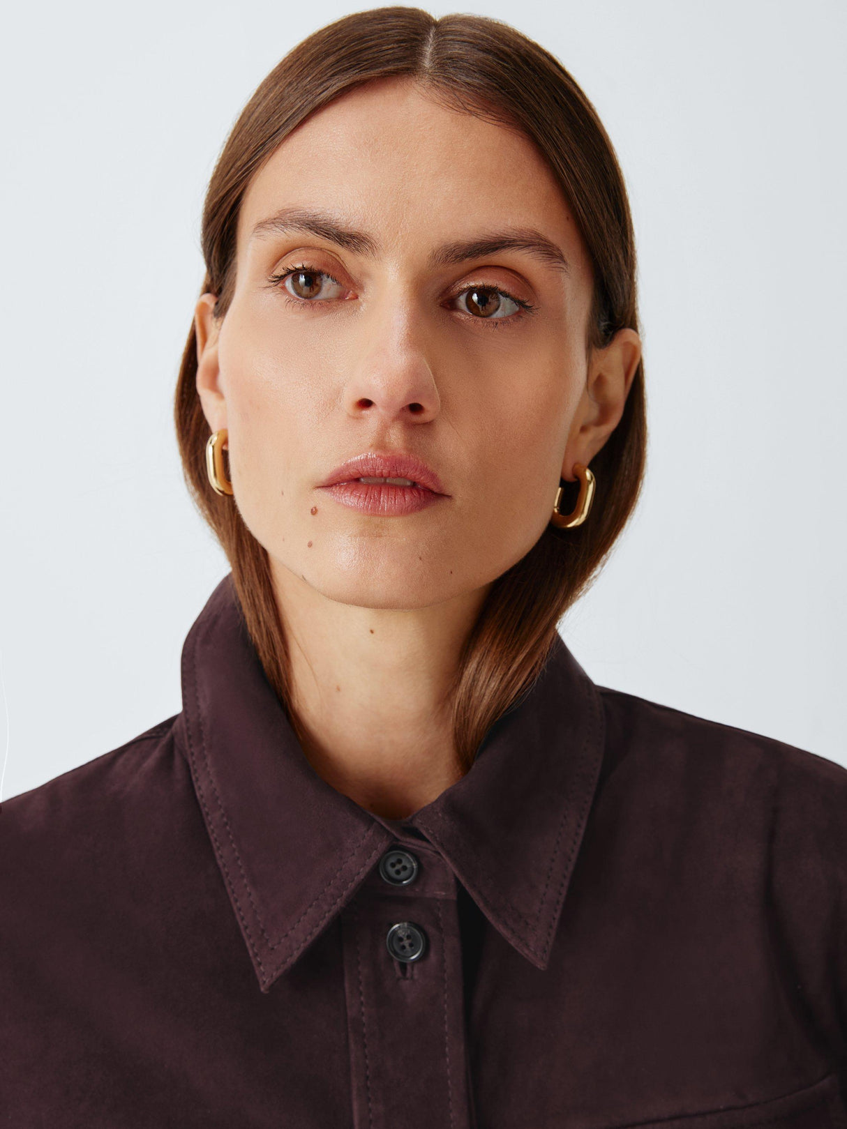 Marella Pogeo Plain Buttoned Regular Fit Pure Leather Jacket Burgundy UK 16
