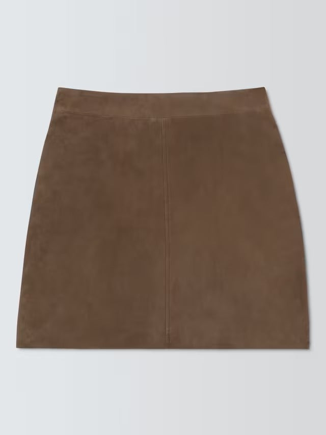 Marella Women's Rise Suede Leather Casual Classic Mini Skirt - Brown - UK 12
