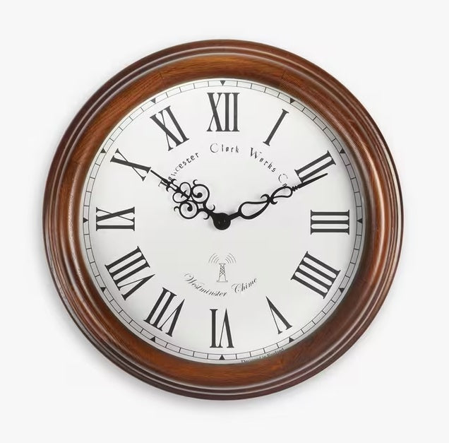 Acctim Towcester Lacock Radio Controlled Roman Numeral 39cm Wood Wall Clock - Kazoop