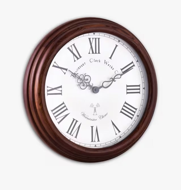 Acctim Towcester Lacock Radio Controlled Roman Numeral 39cm Wood Wall Clock - Kazoop
