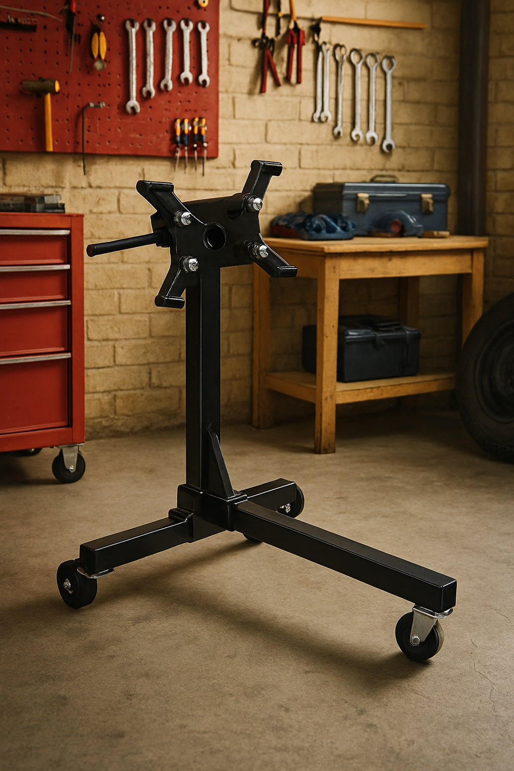 SIP 750lbs/340kg Heavy-Duty Compact Adjustable 360° Engine Stand - Black