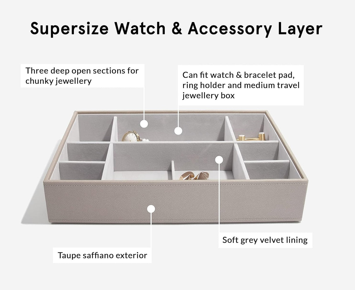 Stackers Supersize Large Jewellery Organiser Box Set of 3 - Taupe - Kazoop