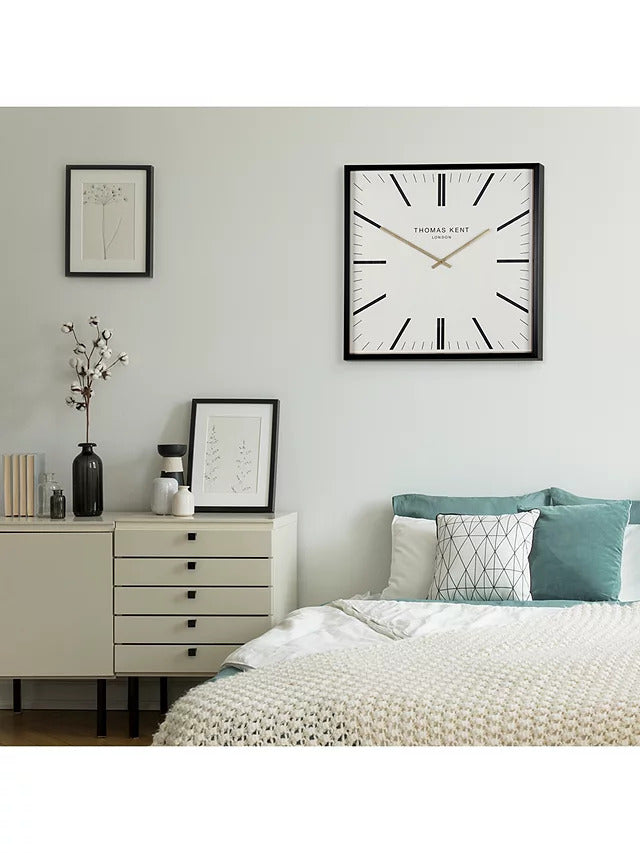 Thomas Kent Garrick Square Analogue Wall Clock Dia.61cm - White - Kazoop