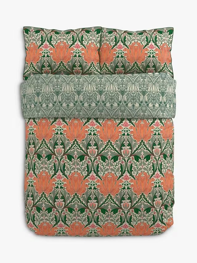 Morris & Co. Helena Multicoloured 220TC Cotton Duvet Cover Set - Super King