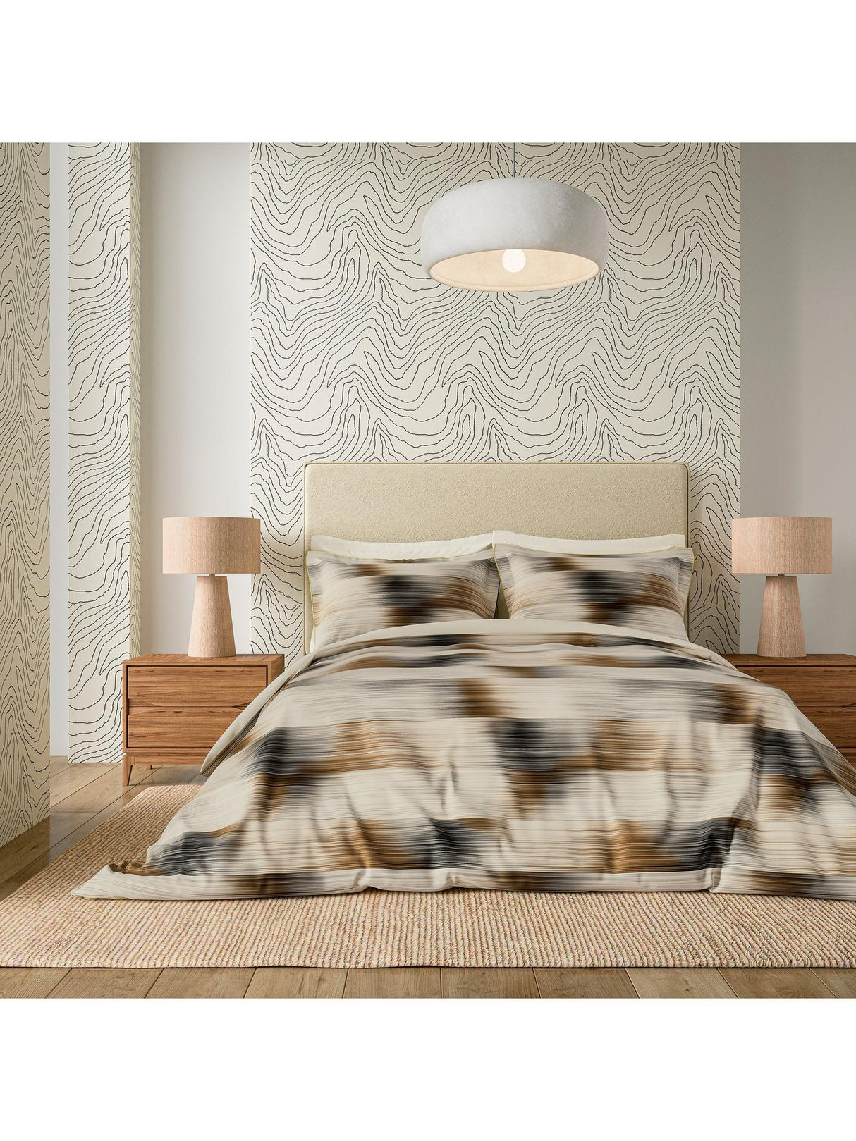 Harlequin Oscillation Striped Super King Duvet Cover Set - Charcoal/Multi