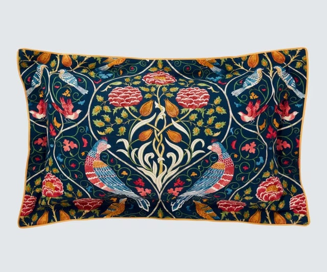 Morris & Co. Seasons Floral Indigo/Multi Cotton Duvet Cover Set - King Size