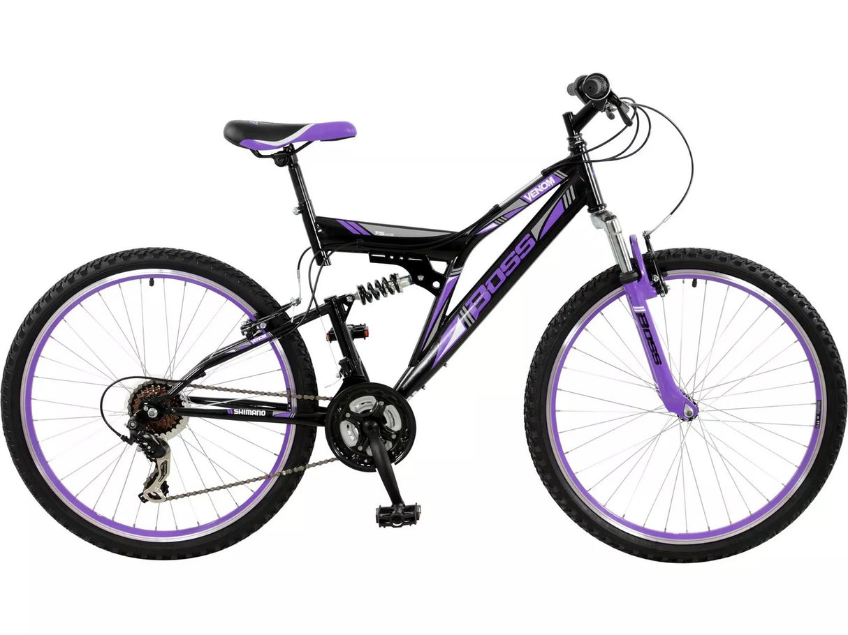 Boss Venom Womens 21-Speed Mountain Bike - Black/Purple - 18'' Medium Frame
