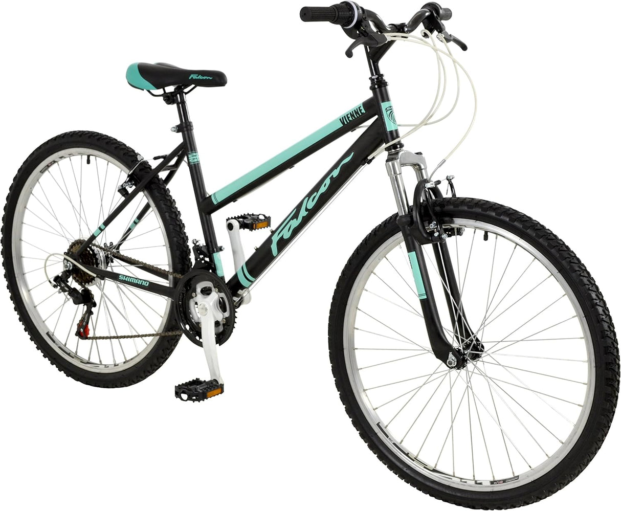 Falcon Vienne Womens 18 Speed Mountain Bike - Black/Green - Small Frame
