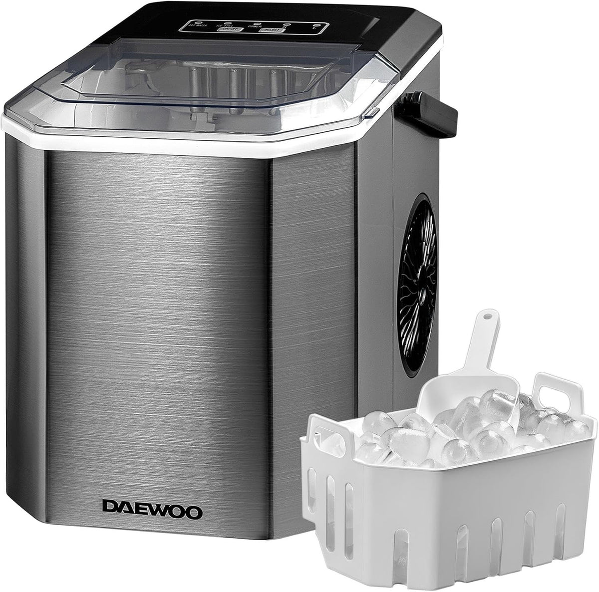 Daewoo SDA2931 12kg Portable Countertop Ice Cube Maker - Stainless Steel
