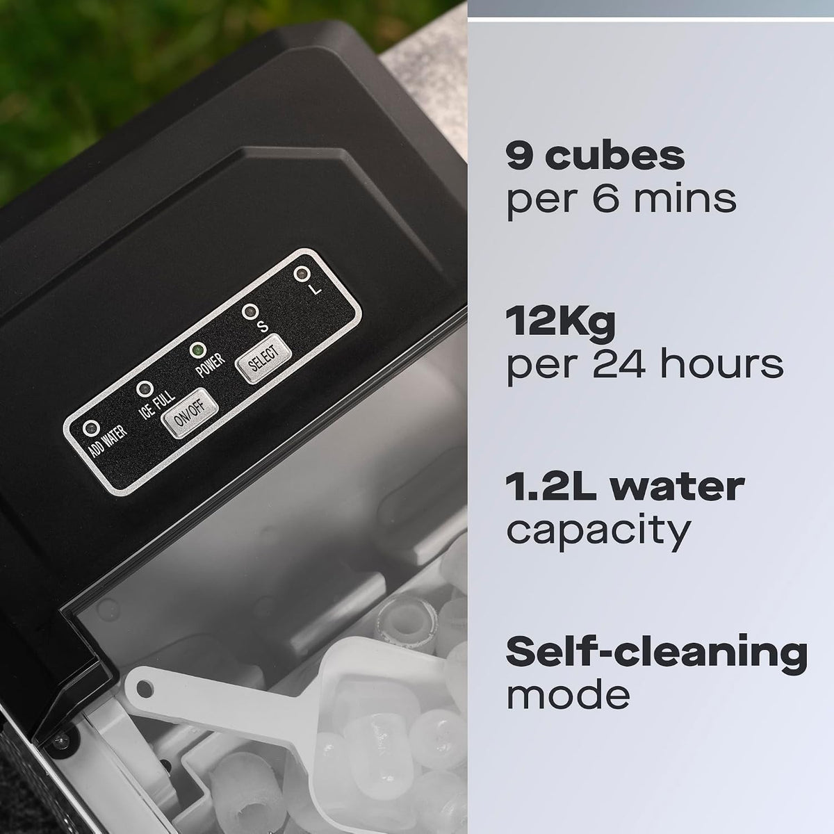Daewoo SDA2931 12kg Portable Countertop Ice Cube Maker - Stainless Steel