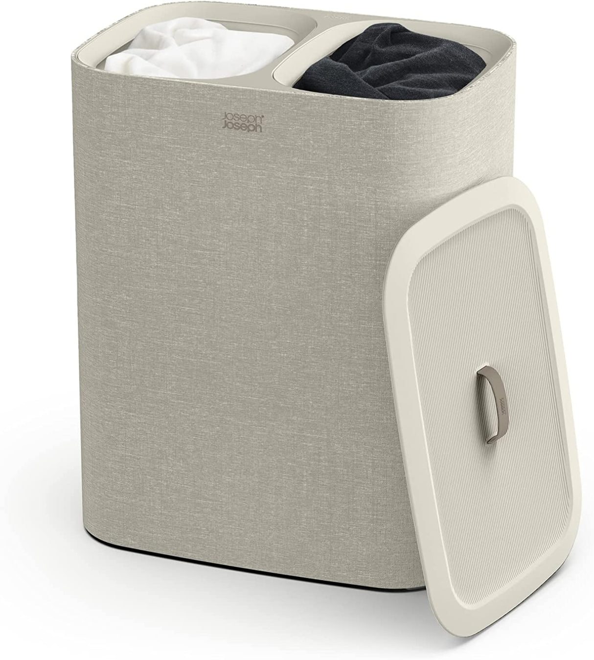 Joseph Joseph Tota Easy-Empty Laundry Separation Basket with Lid 90L - Ecru - Kazoop