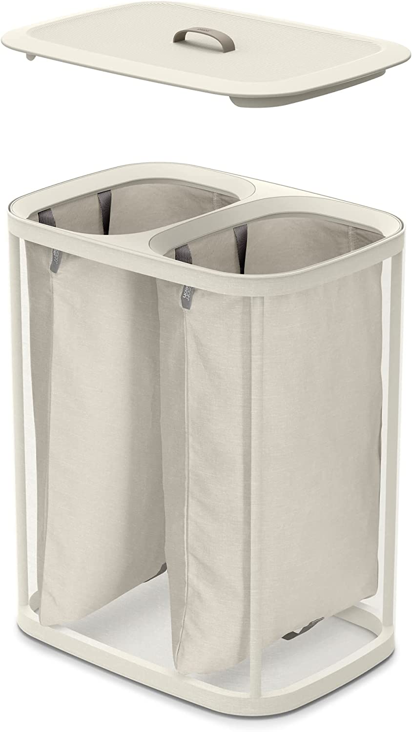 Joseph Joseph Tota Easy-Empty Laundry Separation Basket with Lid 90L - Ecru - Kazoop