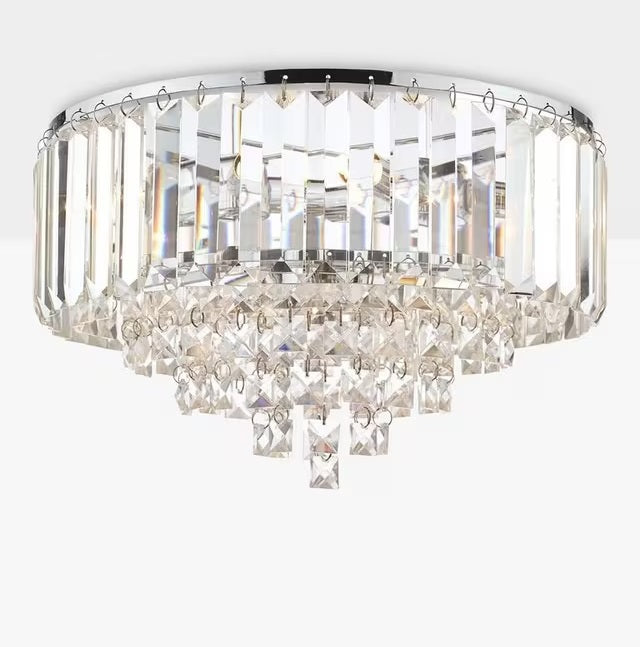 Laura Ashley Vienna Crystal Flush 3 Bulb IP20 Ceiling Light - Clear/Chrome