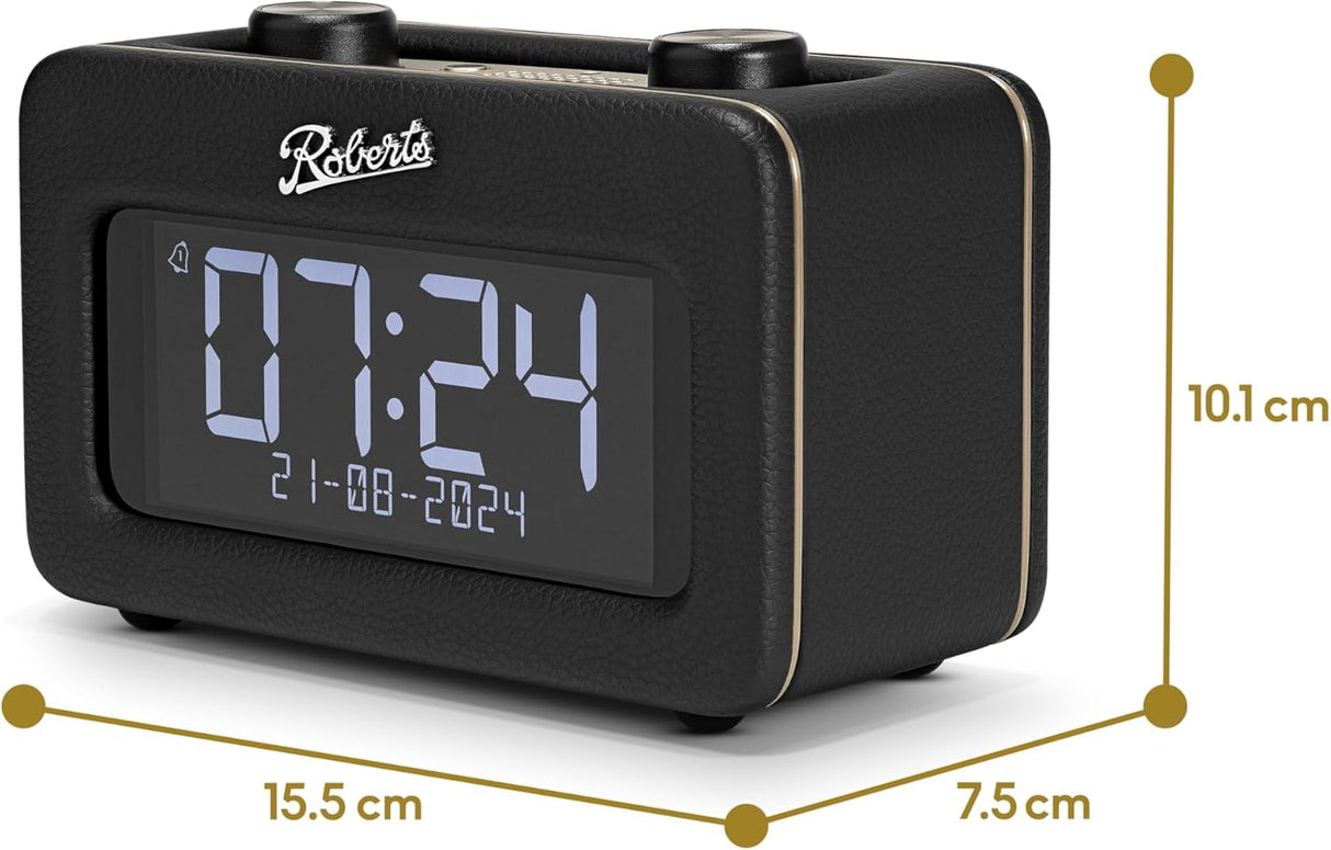 Roberts Revival Rest DAB/DAB+/FM Tuner Bluetooth Bedside Clock Radio - Black
