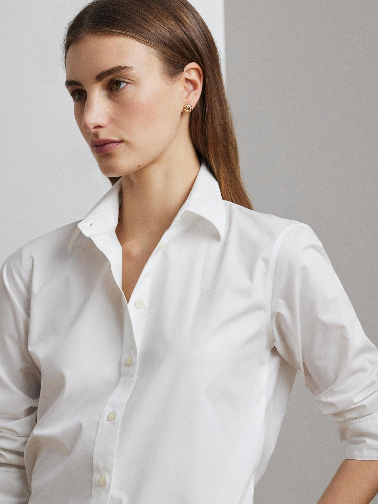Ralph Lauren Jamelko Women's Long Sleeve Cotton Shirt - Size Large - White