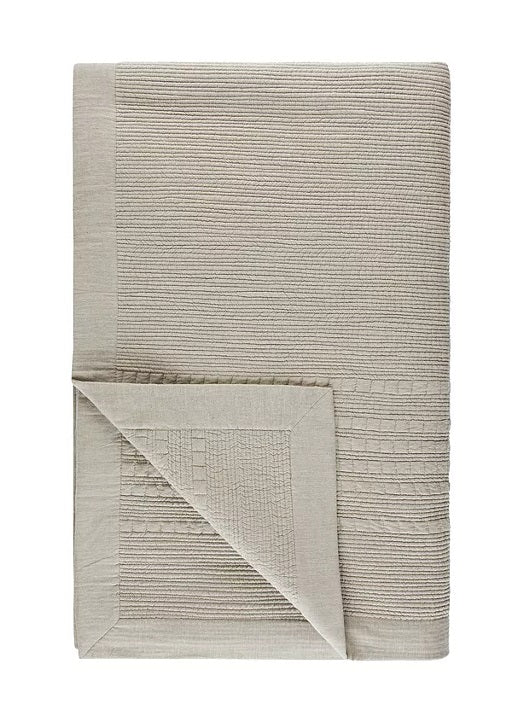John Lewis Linear Stripe Bedspread Cotton Throw L260 x W250cm - Latte - Kazoop
