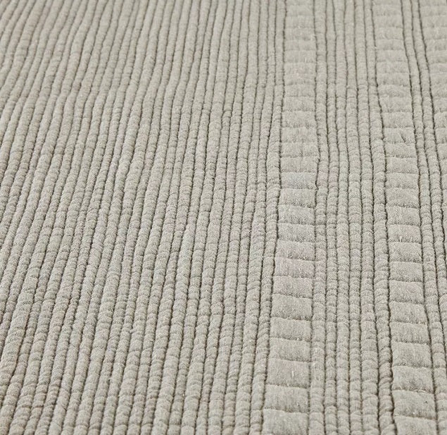 John Lewis Linear Stripe Bedspread Cotton Throw L260 x W250cm - Latte - Kazoop