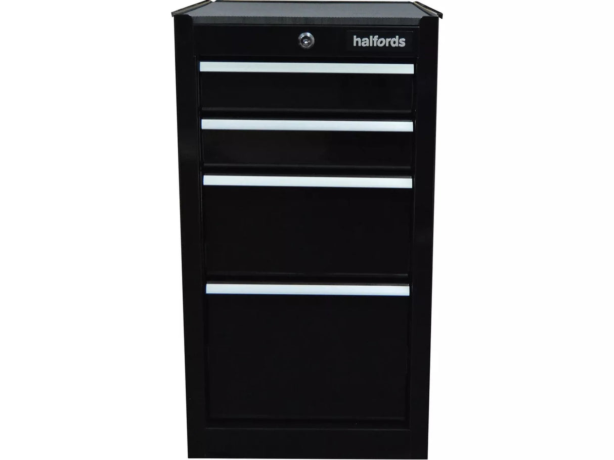 Halfords 4 Drawer Garage Tool Storage Side Cabinet with Key Lock - Black
