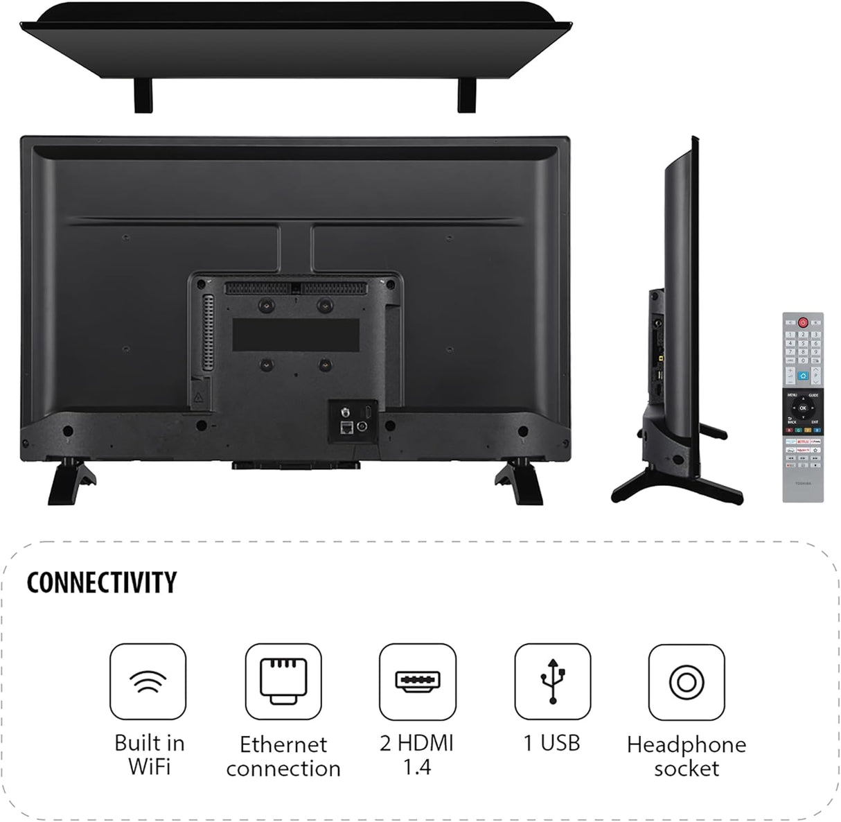 Toshiba 32WV2553DB 60Hz HD Ready HDR 10 LED 32'' Freely Smart TV - Black