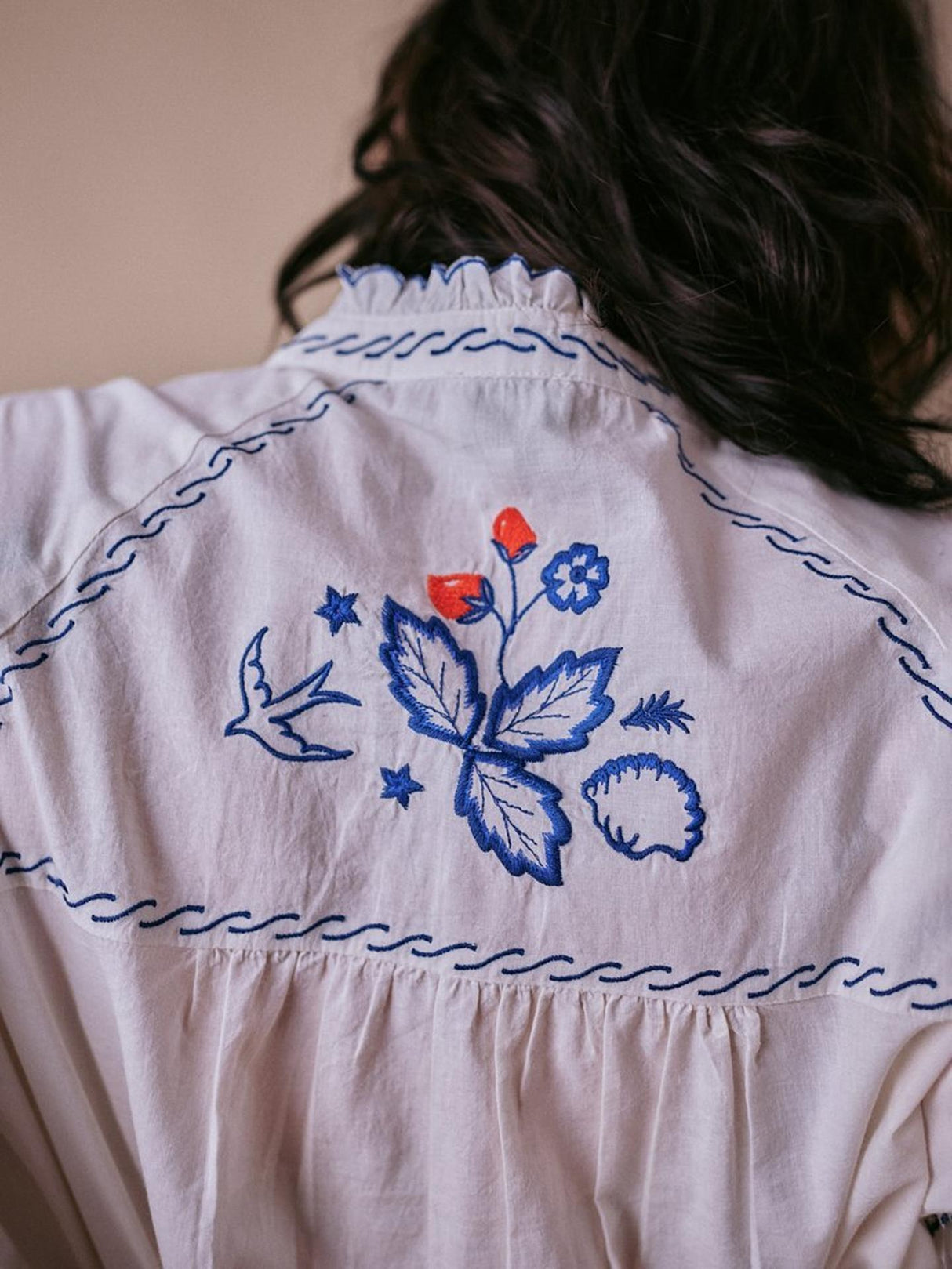 Cape Cove Womens Wild Strawberries & Cream Cotton Top Egrey Ivory - Size S