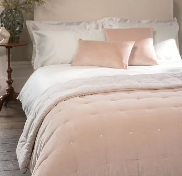 Christy Jaipur Decorative Soft Cotton Velvet Throw 140 x 200cm - Dusky Pink