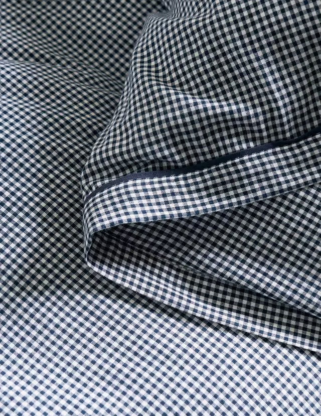 Christy Gingham Check Reversible Blue 200TC Cotton Duvet Cover Set - Double