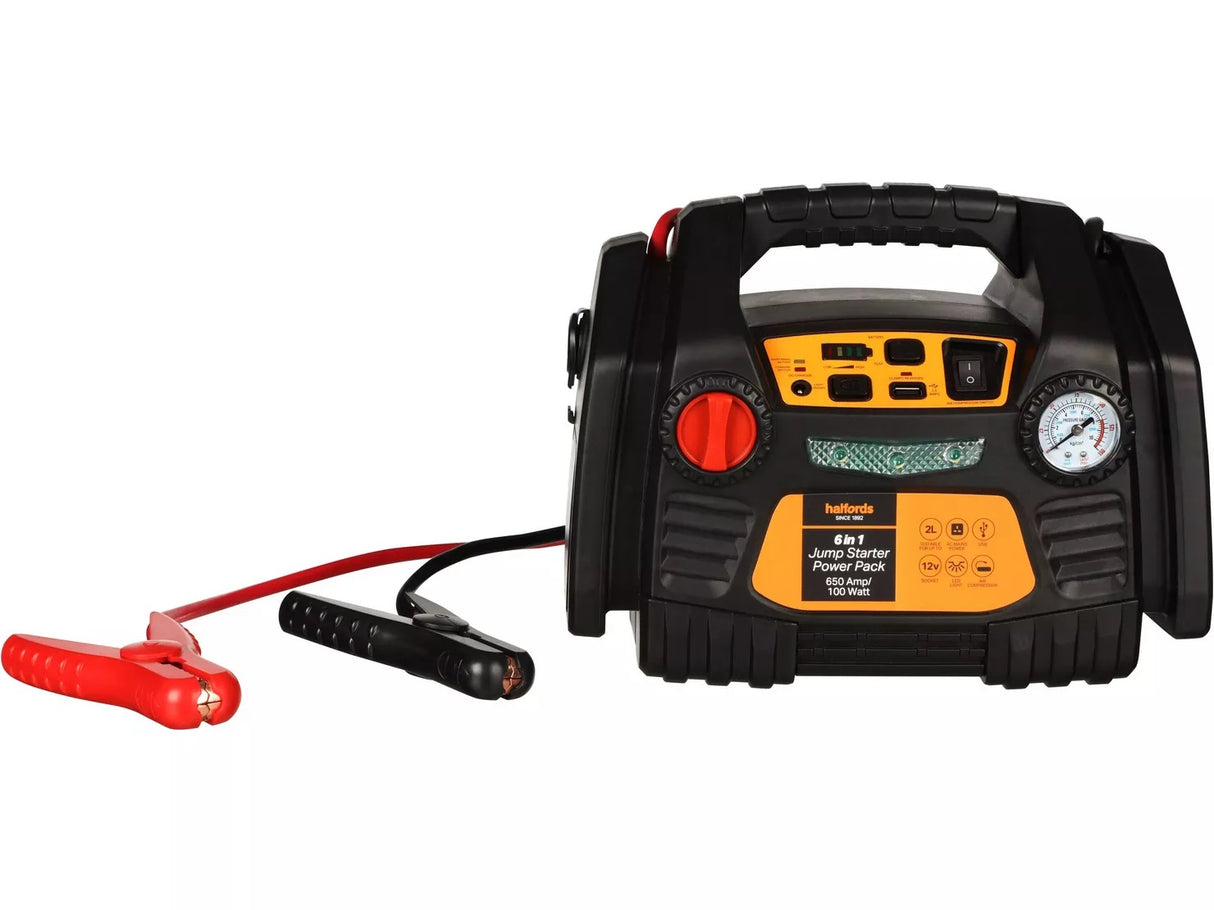 Halfords 6-in-1 12V DC Jump Starter Power Pack with USB Port & LED Torch - Kazoop