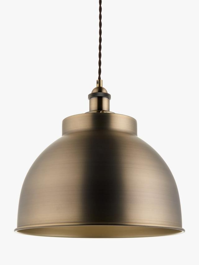 John Lewis Baldwin Large Industrial Pendant Ceiling Light - Antique Brass