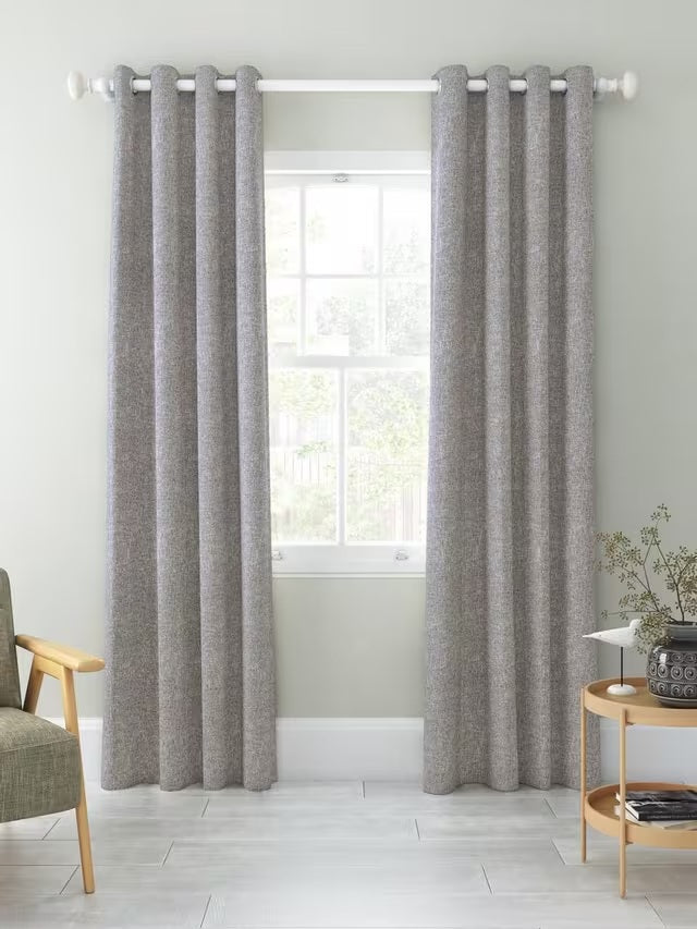 John Lewis Boucle Blackout/Thermal Eyelet Curtains 228 x 228cm - Storm Grey