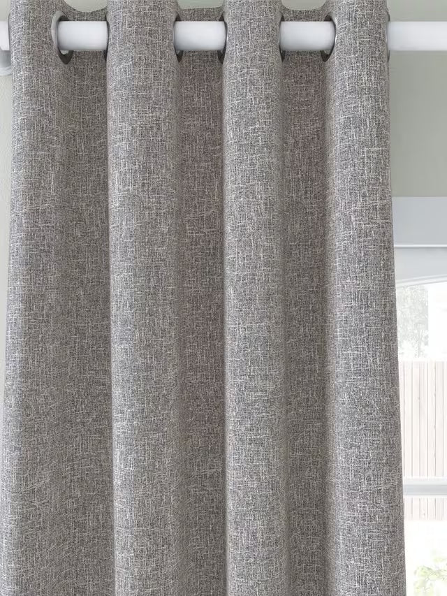 John Lewis Boucle Blackout/Thermal Eyelet Curtains 228 x 228cm - Storm Grey