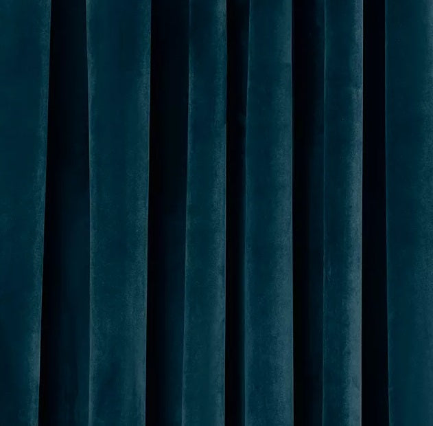 John Lewis Velvet Pair Lined Pencil Pleat Curtains W228 x Drop 274cm - Teal - Kazoop