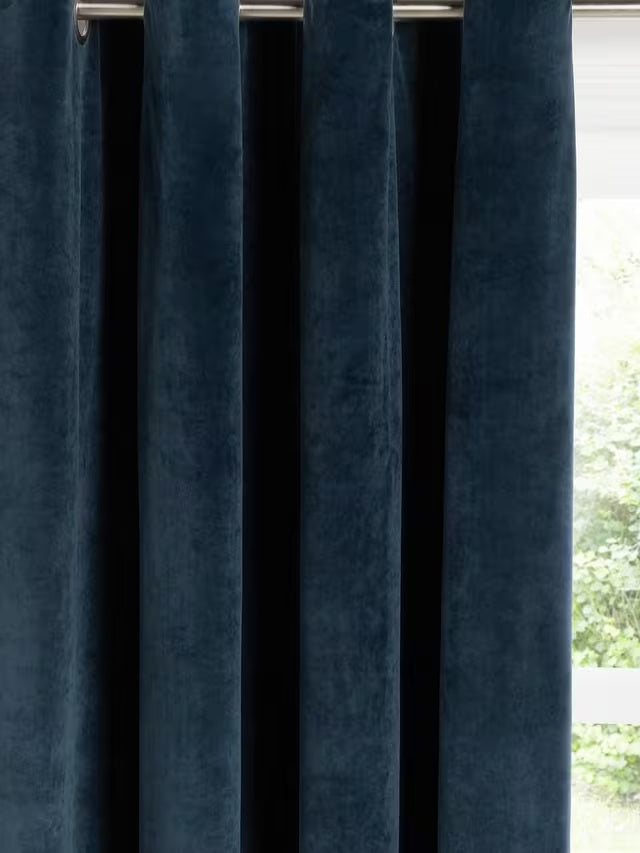 John Lewis Polyester Velvet Pair Lined Eyelet Curtains W167 x D274cm - Navy