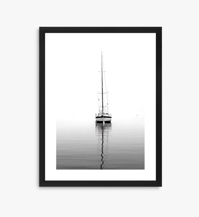 John Lewis Yacht Framed Photographic Print & Mount 66 x 52cm - Black/White - Kazoop