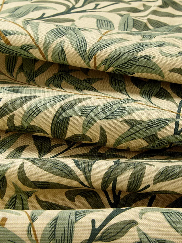 Morris & Co. Willow Bough Pair Lined Pencil Pleat Curtains W167xD274cm Green - Kazoop