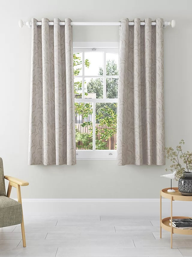 John Lewis Jouvene Weave Blackout Lined Eyelet Curtains 228 x 137cm -Natural - Kazoop