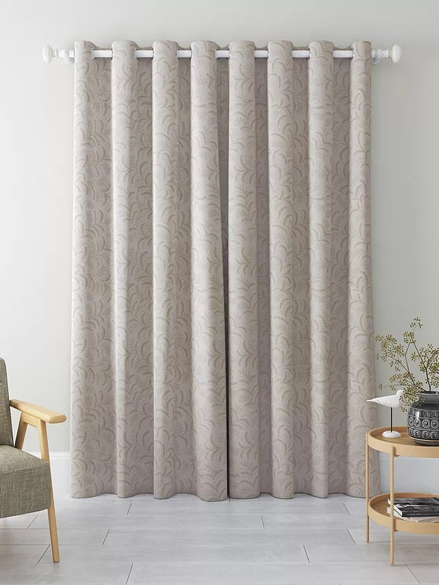 John Lewis Jouvene Weave Blackout Lined Eyelet Curtains 228 x 137cm -Natural - Kazoop