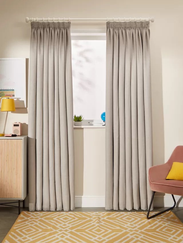 John Lewis Textured Weave Pair Pencil Pleat Curtains 228 x 228cm - Pale Grey