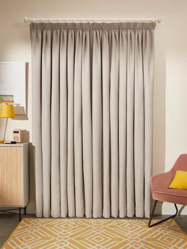 John Lewis Textured Weave Pair Pencil Pleat Curtains 228 x 228cm - Pale Grey