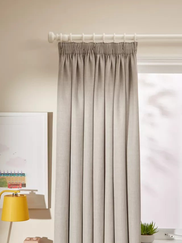 John Lewis Textured Weave Pair Pencil Pleat Curtains 228 x 228cm - Pale Grey