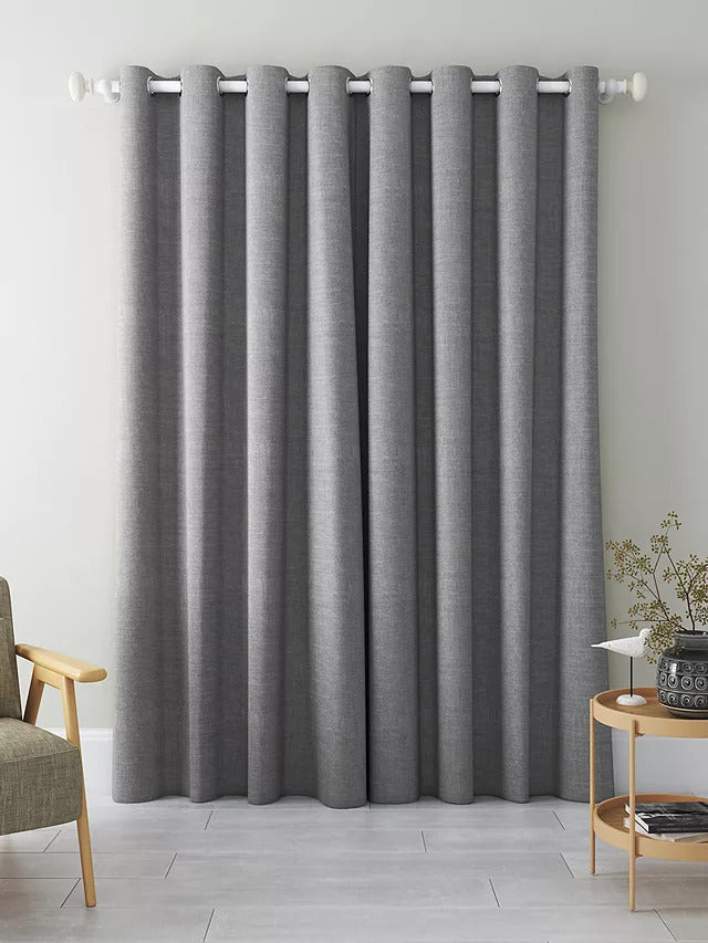 John Lewis Textured Weave Recycled Eyelet Curtains W228 x Drop 228cm - Storm