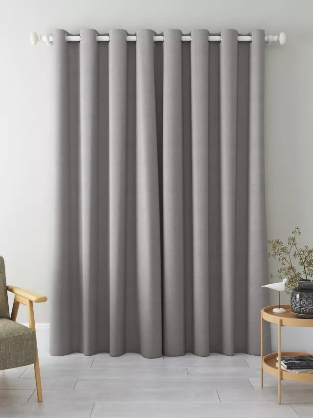 John Lewis Blackout/Thermal Lined Eyelet Curtains 228 x 182cm - Pale Grey - Kazoop