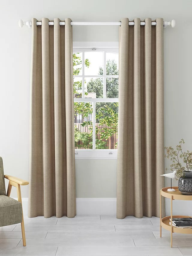 John Lewis Textured Weave Pair Lined Eyelet Curtains 167 X 274 cm - Natural