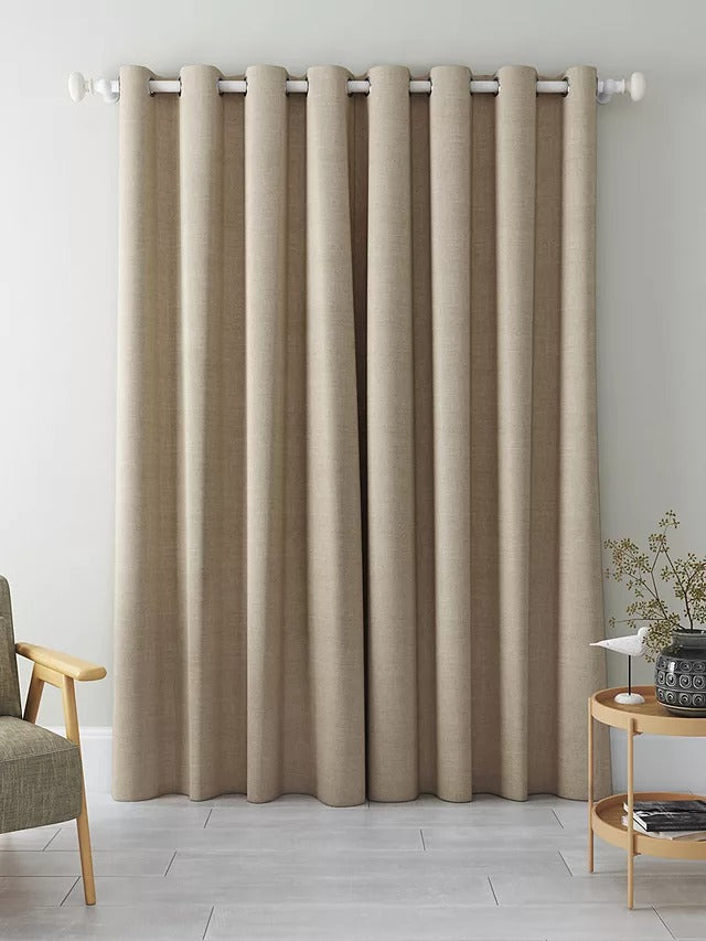 John Lewis Textured Weave Pair Lined Eyelet Curtains 167 X 274 cm - Natural - Kazoop